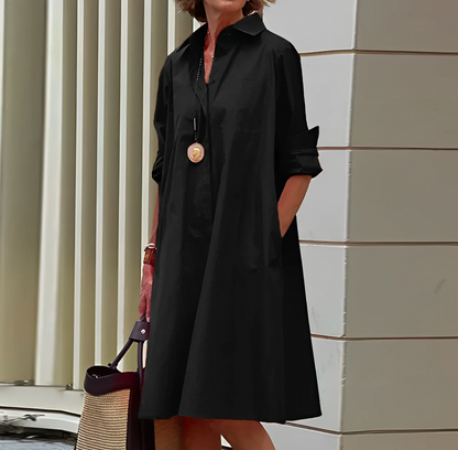 3/4-Sleeve Polo Dress, A-Line Spring Style