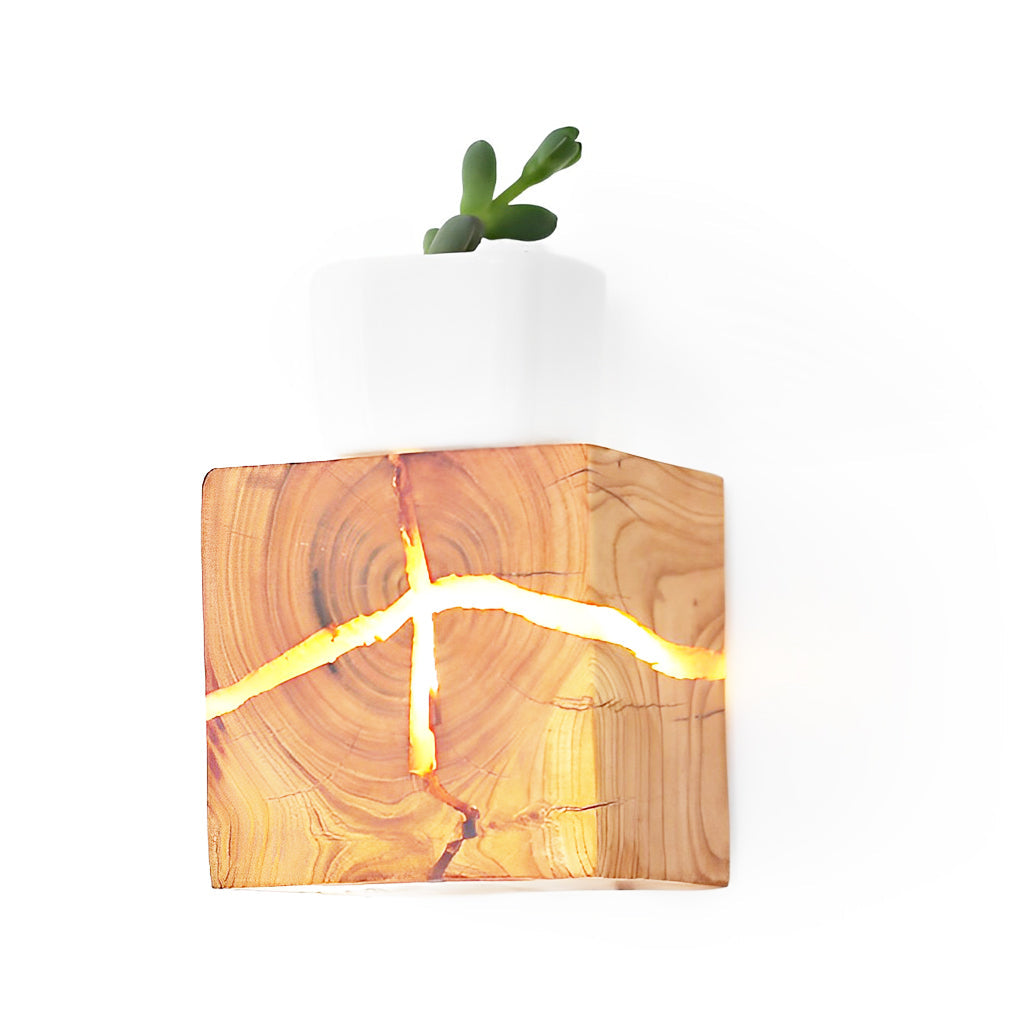Ergové Wall Sconce Cracked Wood Grain Rustic Modern 3 Inch