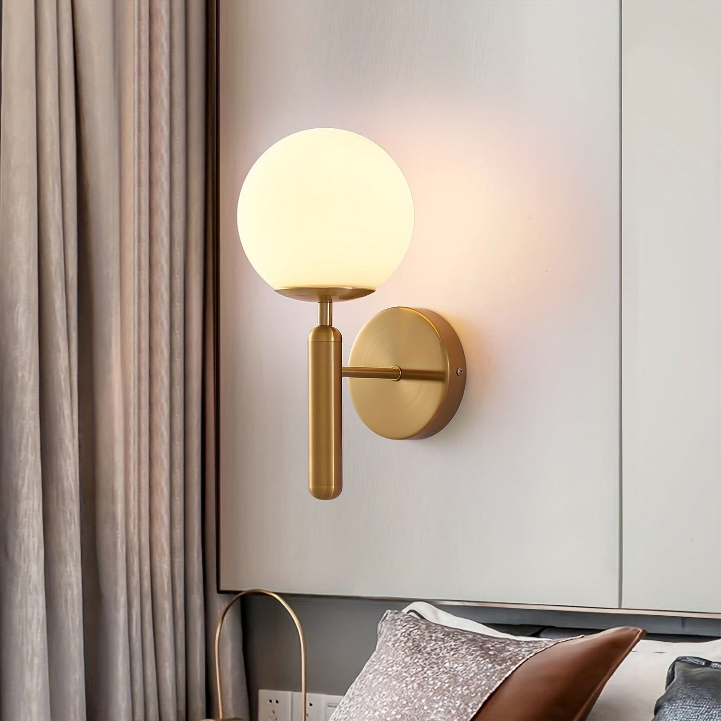 Frosted Glass Globe Wall Sconce, Metal