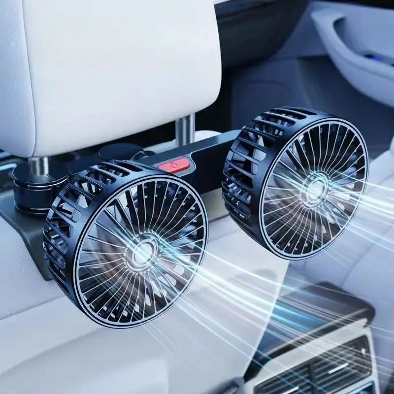 Dual-Head USB Car Cooling Fan, 3-Speed