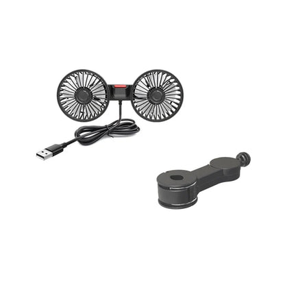 Dual-Head USB Car Cooling Fan, 3-Speed