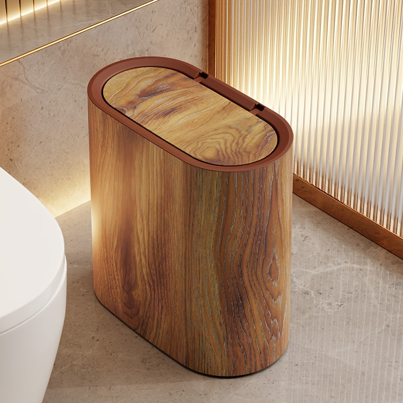 Marble-Finish Oval Bin with Lid