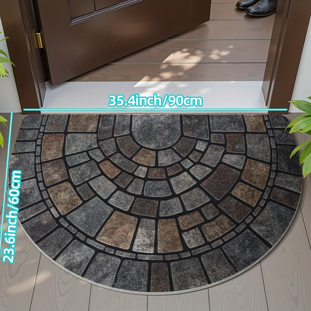 Cobblestone Mosaic Half-Circle Door Mat