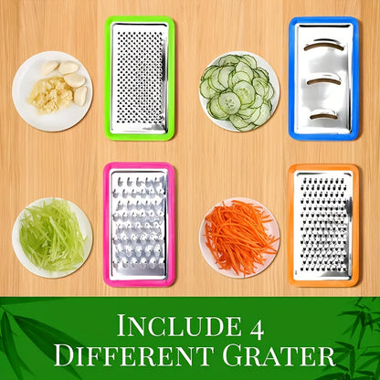 Bamboo Cutting Board with 4 Blades & Trays