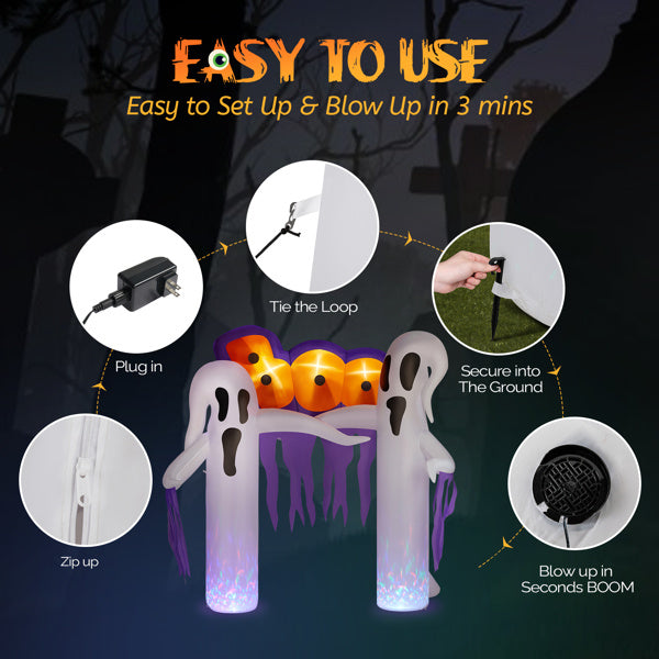 9.8ft LED Ghost Arch Inflatable Halloween Decor
