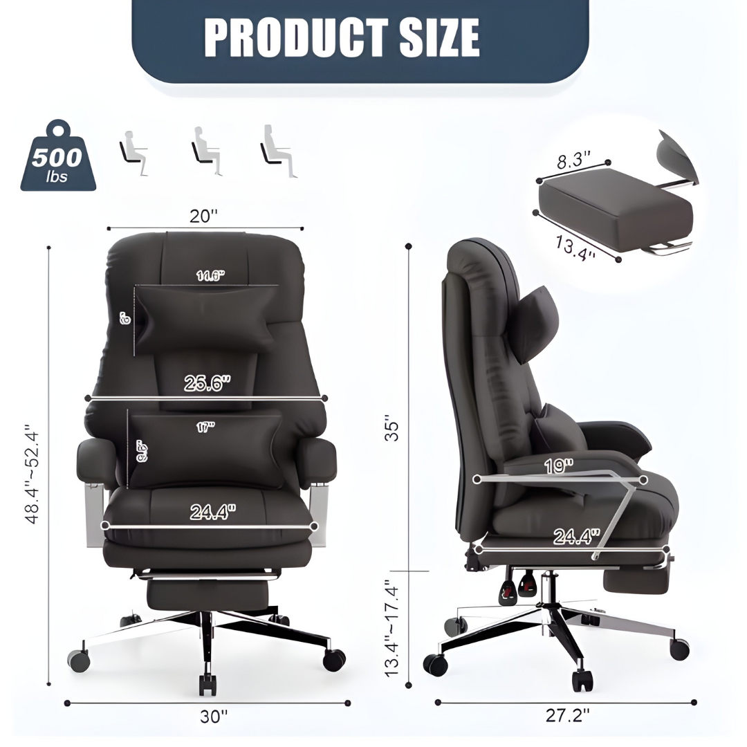 Ergonomic Padded Executive Chair with Footrest