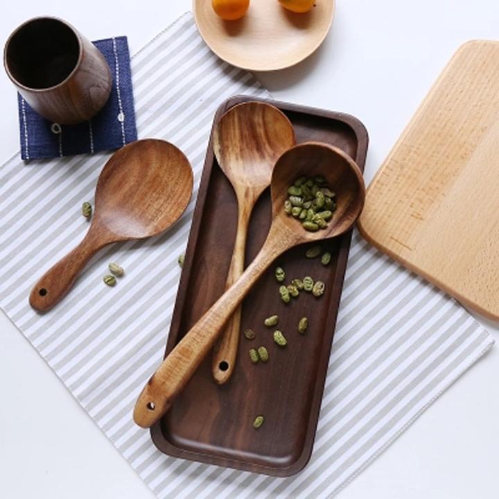 Teak Wood Utensil Set, 4 Non-Scratch Pieces