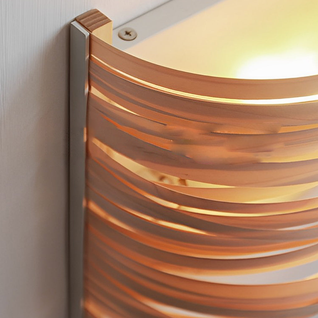 Ergové Wall Lamp Handmade Wood Semi-Cylindrical Rustic Modern 8 inch