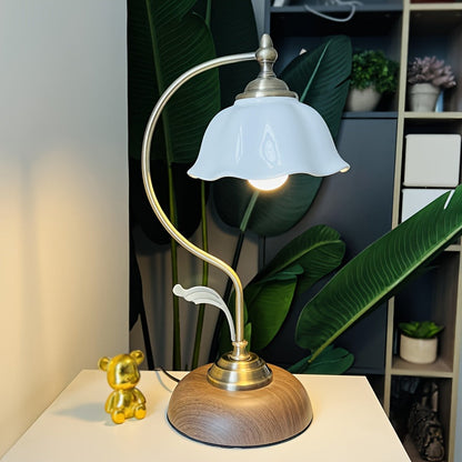 Vintage Goose Neck Brass Table Lamp