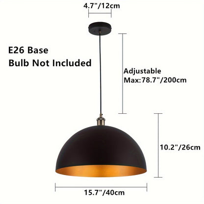 Industrial Black & Gold Dome Pendant