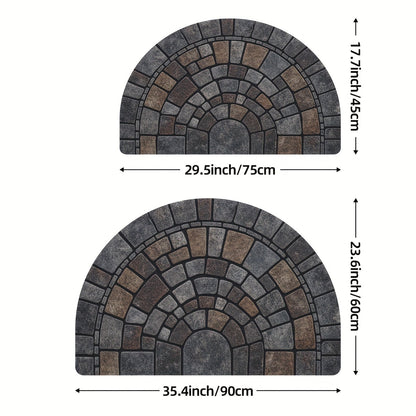 Cobblestone Mosaic Half-Circle Door Mat