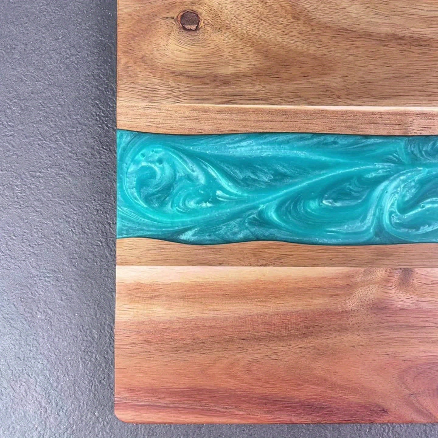 Acacia Wood Board with Blue Resin River