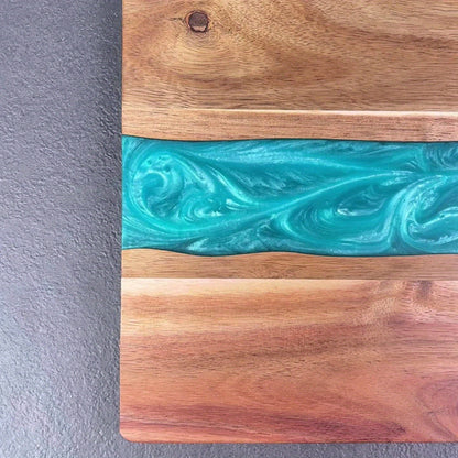 Acacia Wood Board with Blue Resin River