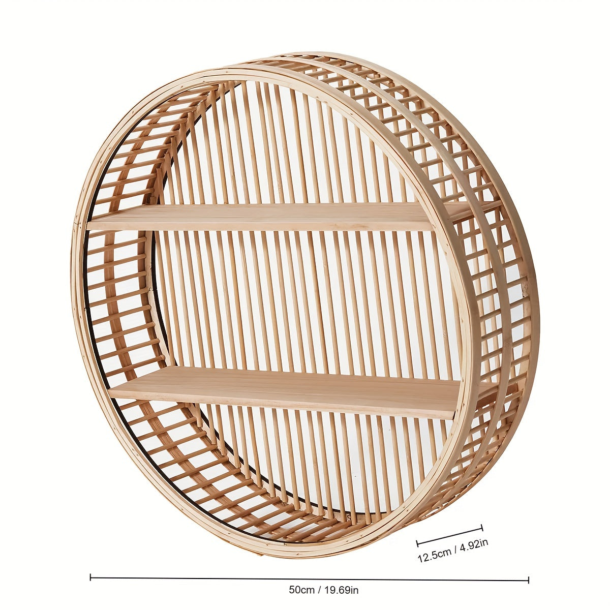 Round Bamboo Floating Wall Shelf