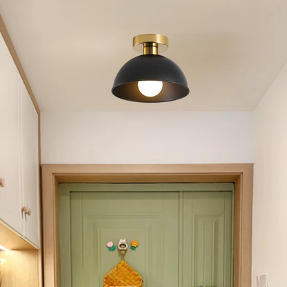 Brass-Detail Ceiling Light for Compact Rooms