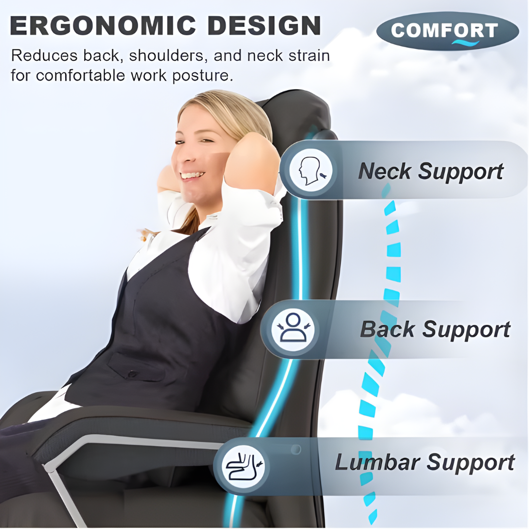 Ergonomic Padded Executive Chair with Footrest