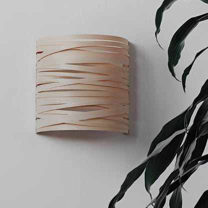 Ergové Wall Lamp Handmade Wood Semi-Cylindrical Rustic Modern 8 inch