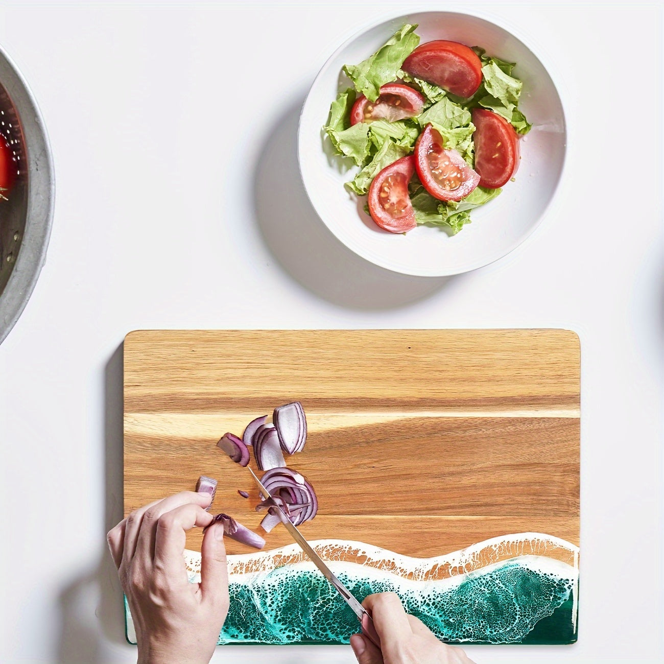 Acacia Wood Resin Wave Serving Board
