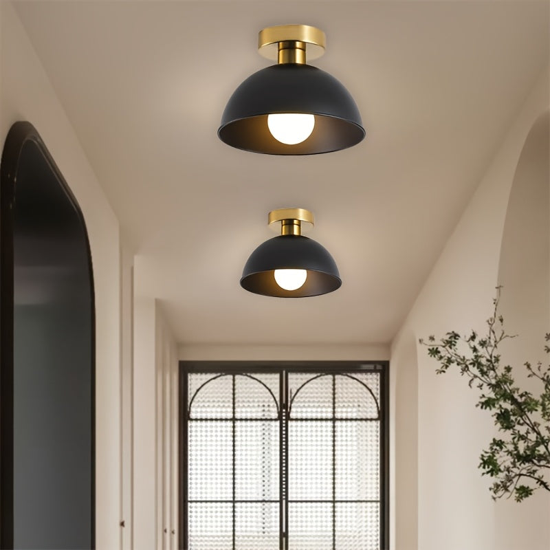 Brass-Detail Ceiling Light for Compact Rooms