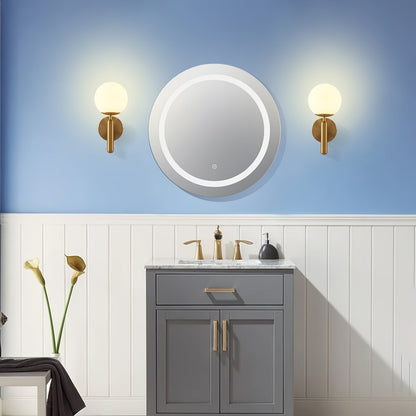 Frosted Glass Globe Wall Sconce, Metal