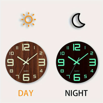 Walnut Glow-in-Dark Wall Clock