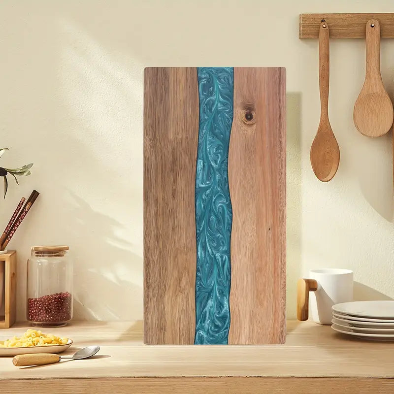 Acacia Wood Board with Blue Resin River