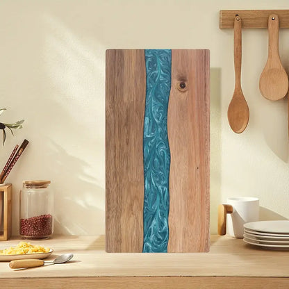 Acacia Wood Board with Blue Resin River