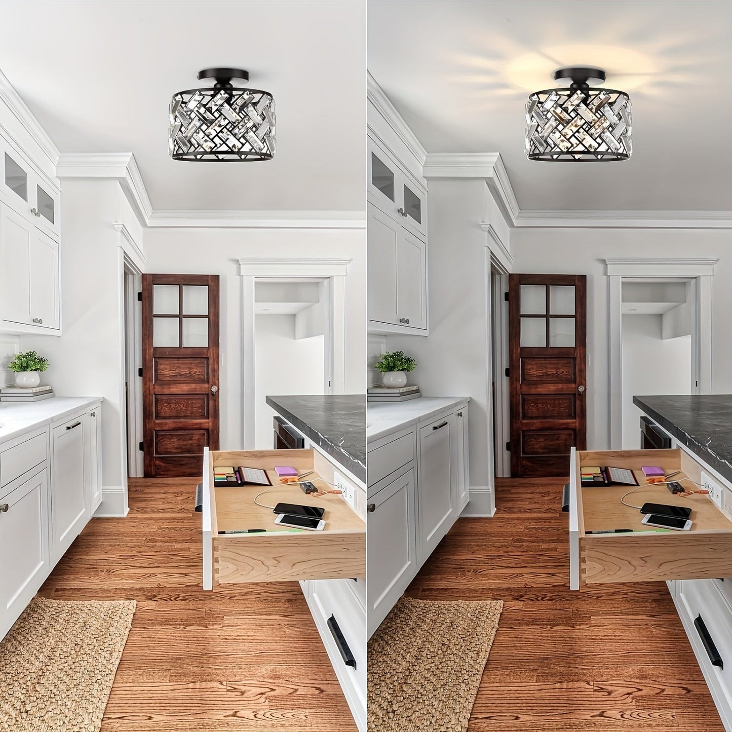 Modern Crystal Flush Ceiling Light