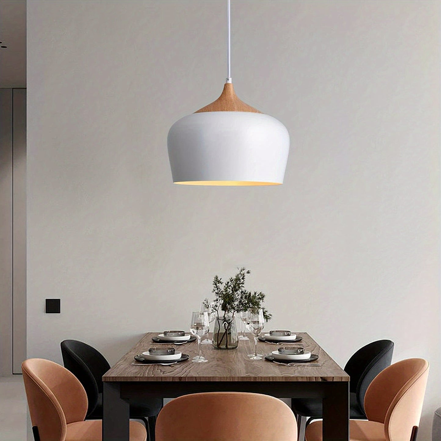 Iron & Wood Grain Scandi Pendant