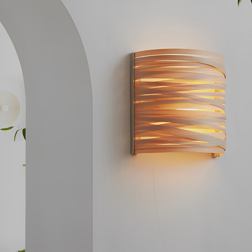 Ergové Wall Lamp Handmade Wood Semi-Cylindrical Rustic Modern 8 inch