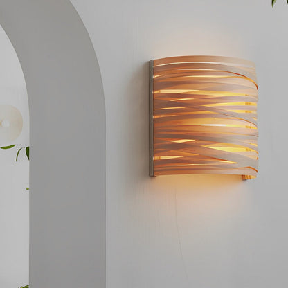 Ergové Wall Lamp Handmade Wood Semi-Cylindrical Rustic Modern 8 inch