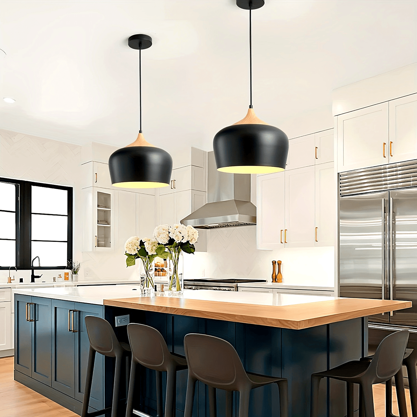 Iron & Wood Grain Scandi Pendant