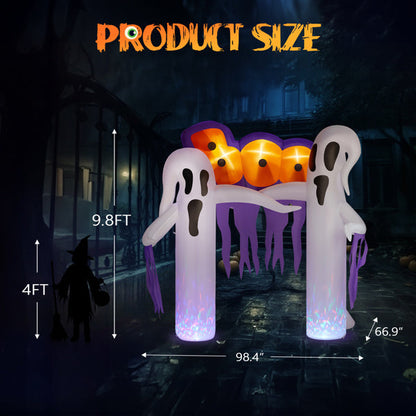 9.8ft LED Ghost Arch Inflatable Halloween Decor