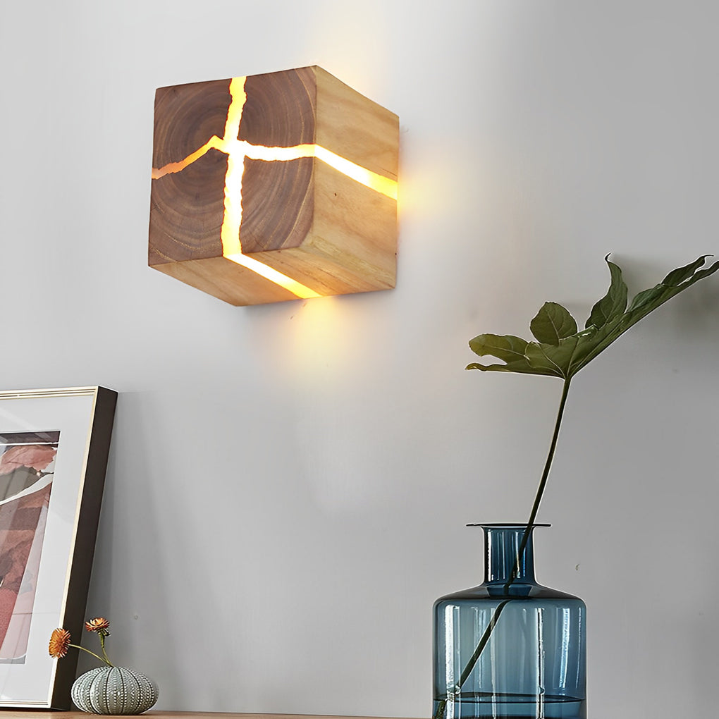 Ergové Wall Sconce Cracked Wood Grain Rustic Modern 3 Inch