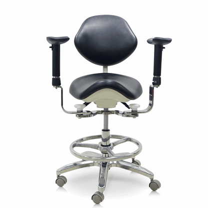 Saddle Style Dental Assistant Stool with Swing-out Armrests/Elbow Supports