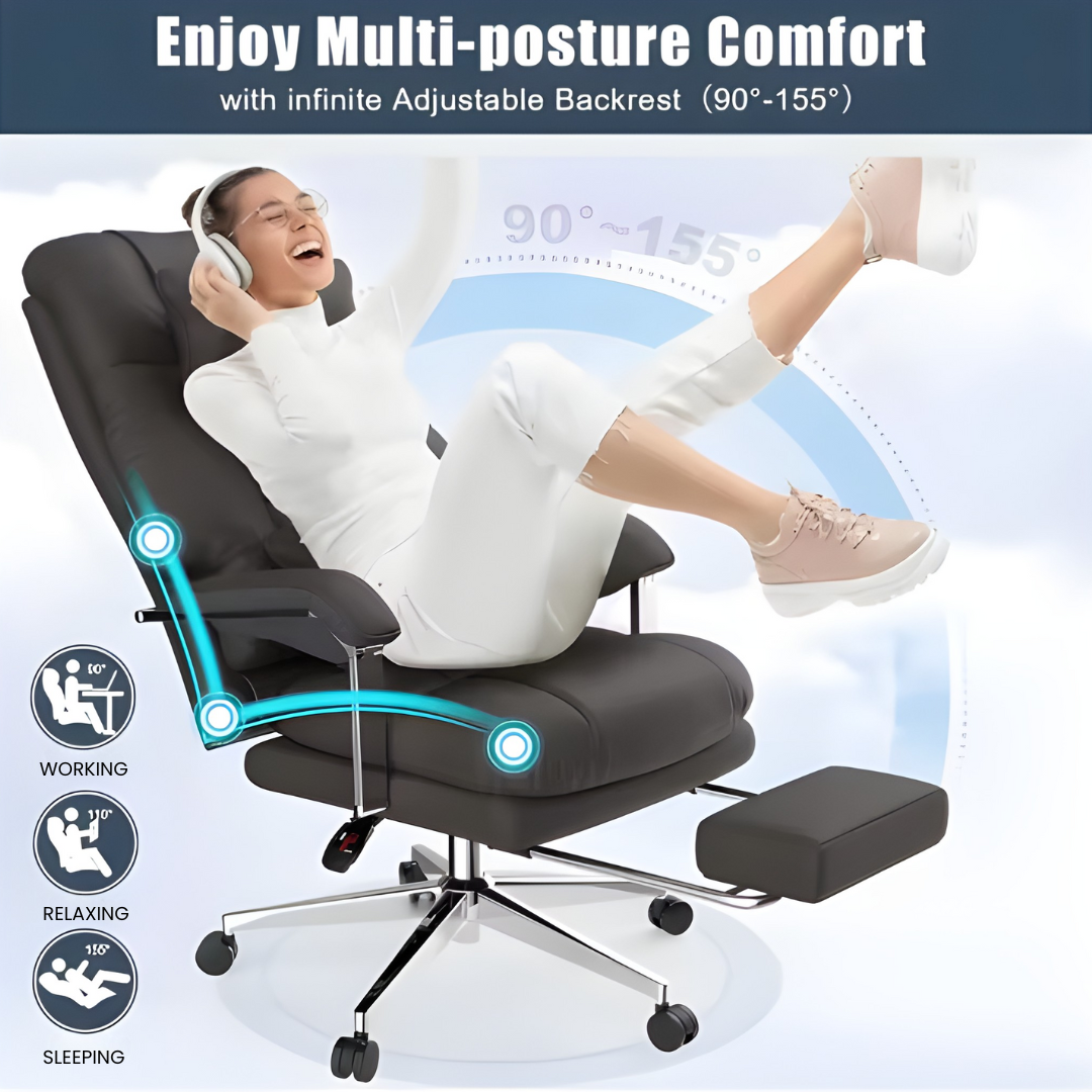 Ergonomic Padded Executive Chair with Footrest