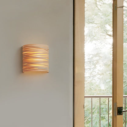 Ergové Wall Lamp Handmade Wood Semi-Cylindrical Rustic Modern 8 inch