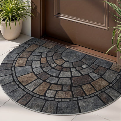 Cobblestone Mosaic Half-Circle Door Mat