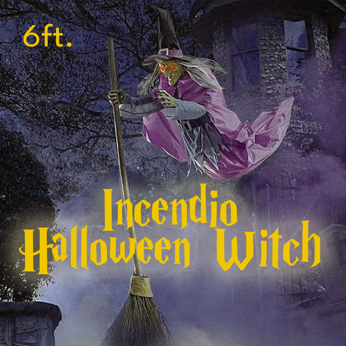 6-Ft Flying Witch Halloween Yard Decor