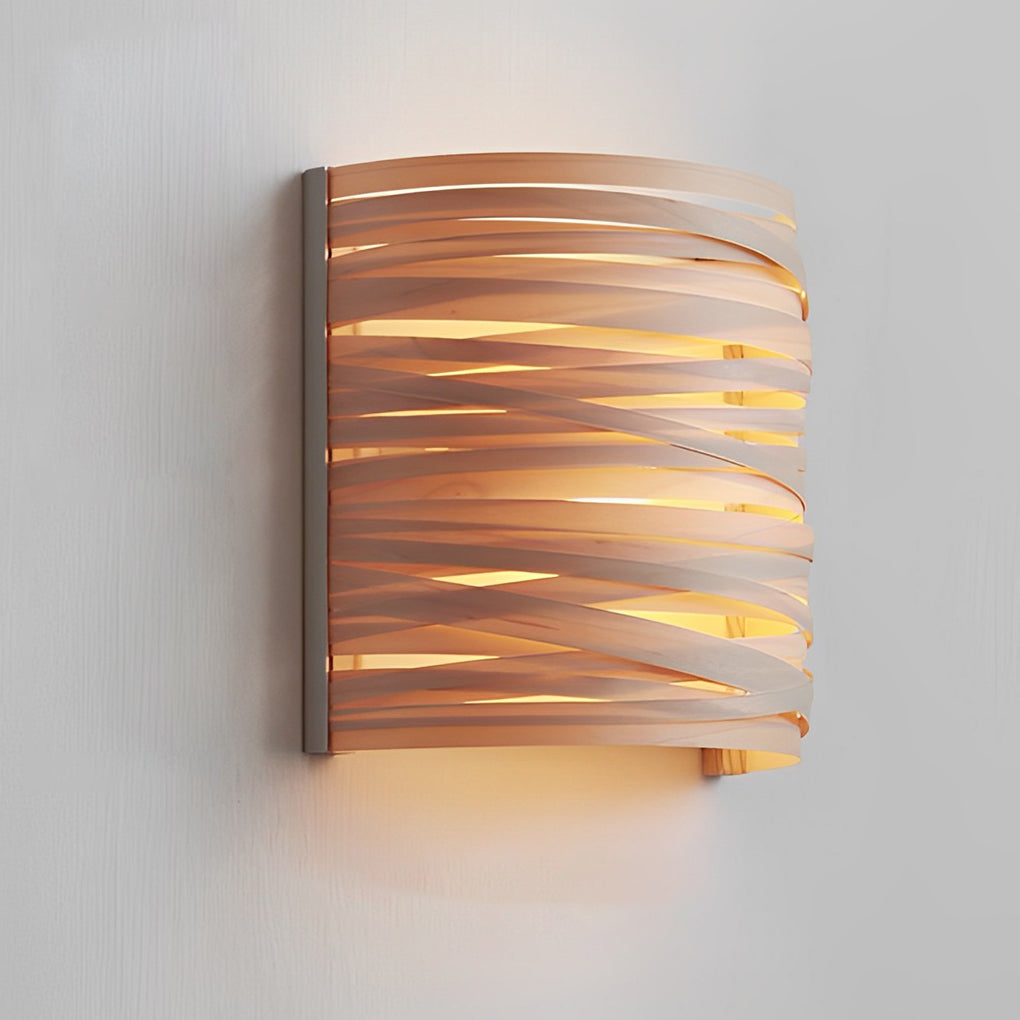 Ergové Wall Lamp Handmade Wood Semi-Cylindrical Rustic Modern 8 inch