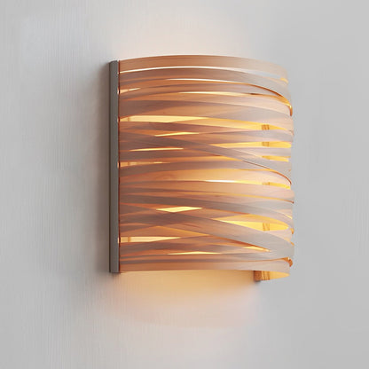 Ergové Wall Lamp Handmade Wood Semi-Cylindrical Rustic Modern 8 inch