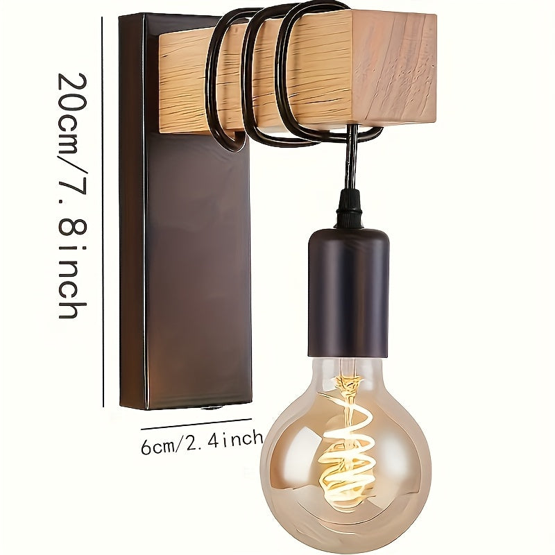Industrial Wood & Metal Wall Sconce, E27