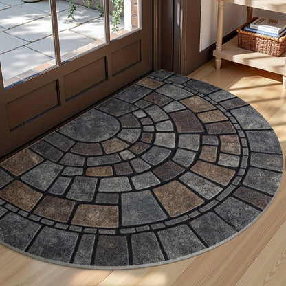 Cobblestone Mosaic Half-Circle Door Mat