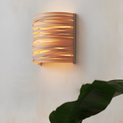 Ergové Wall Lamp Handmade Wood Semi-Cylindrical Rustic Modern 8 inch