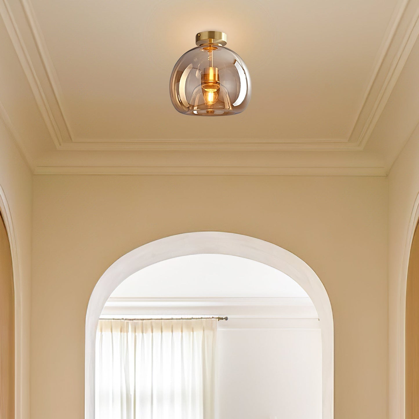 Amber Bubble Glass Pendant, Retro Glow