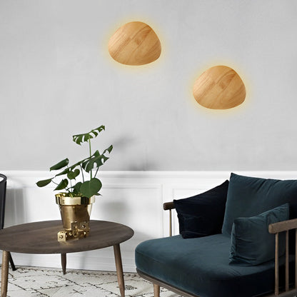Ergové LED Wall Sconce Oak Wood and Iron Bedside Round or Oval