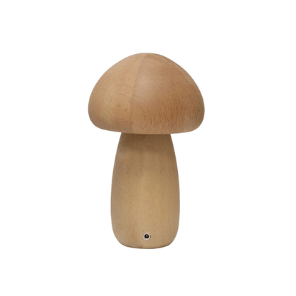 Cordless Wood Mushroom Lamp, Bedside Glow