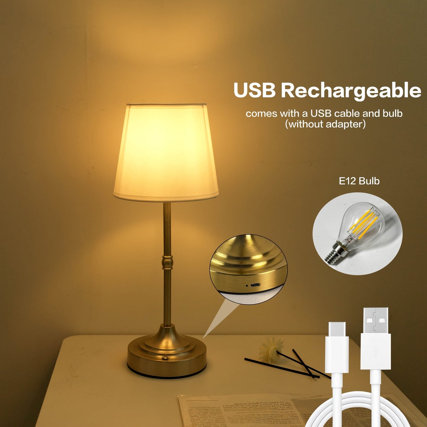 Cordless Rechargeable Touch Table Lamp