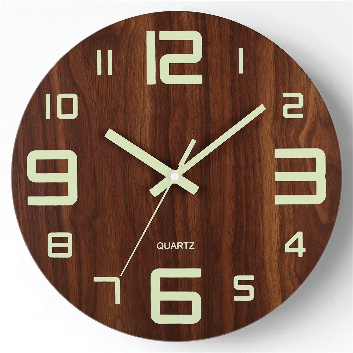 Walnut Glow-in-Dark Wall Clock
