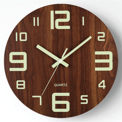 Walnut Glow-in-Dark Wall Clock
